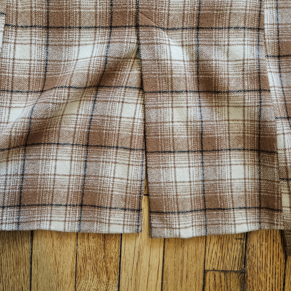 Forever 21 Brown And White Trench Plaid Belted Women's Coat - Picture 4 of 8